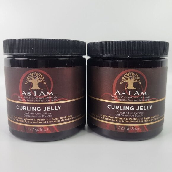 2 Pack As I Am CURLING JELLY Hair Cream Moisturizer Styler Dry Defines Curl 8oz - Picture 1 of 6